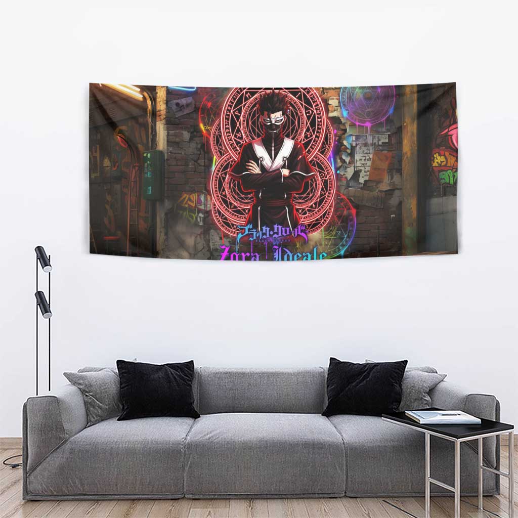 Zara Ideale Black Clover Tapestry Graffiti Magic Circle Style with Urban Grunge Aesthetic