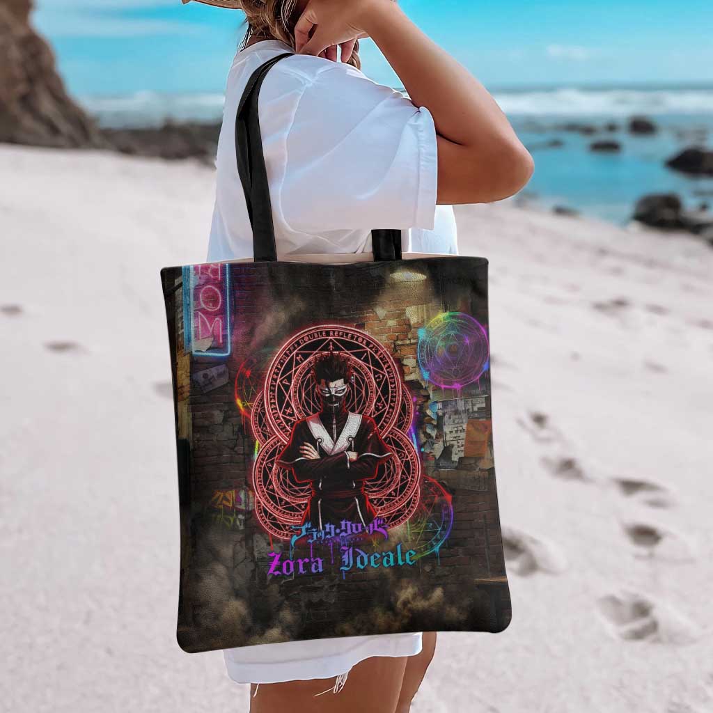 Zara Ideale Black Clover Tote Bag Graffiti Magic Circle Style with Urban Grunge Aesthetic