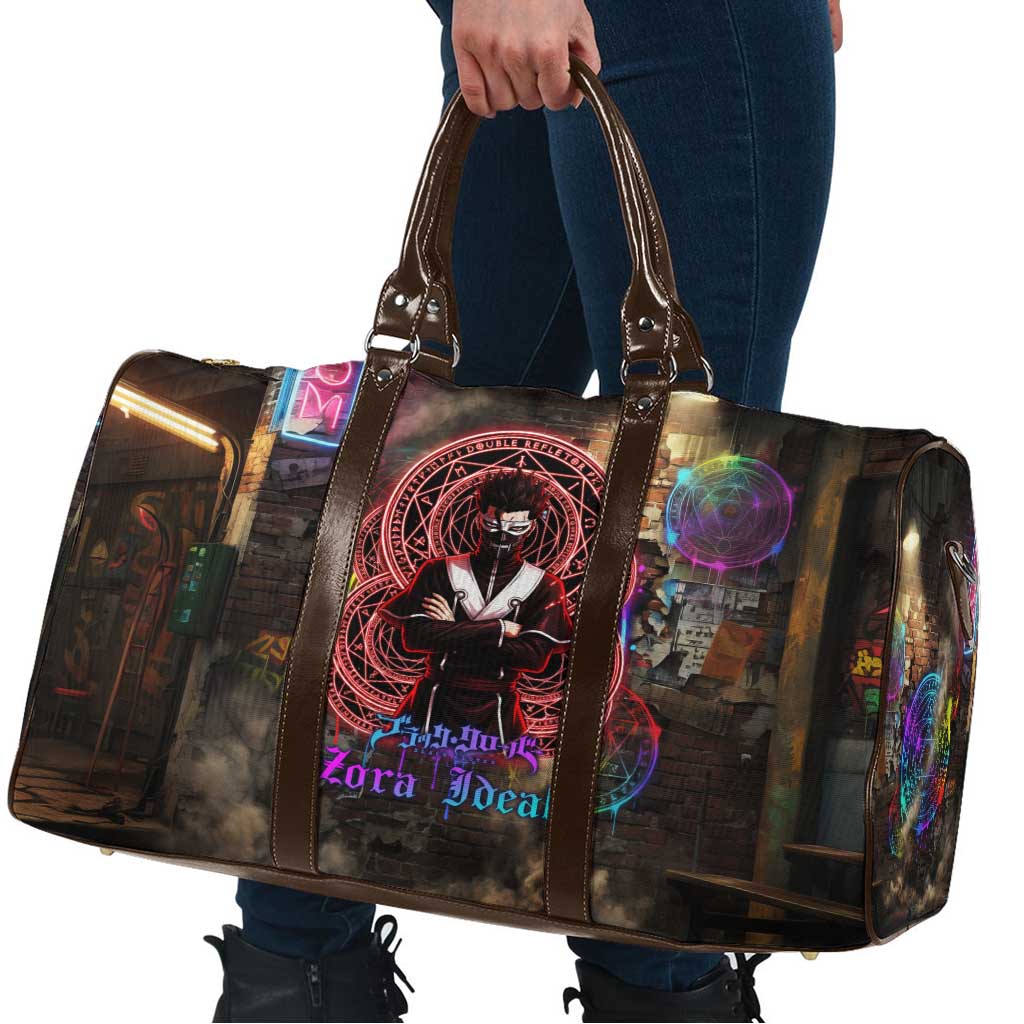 Zara Ideale Black Clover Travel Bag Graffiti Magic Circle Style with Urban Grunge Aesthetic