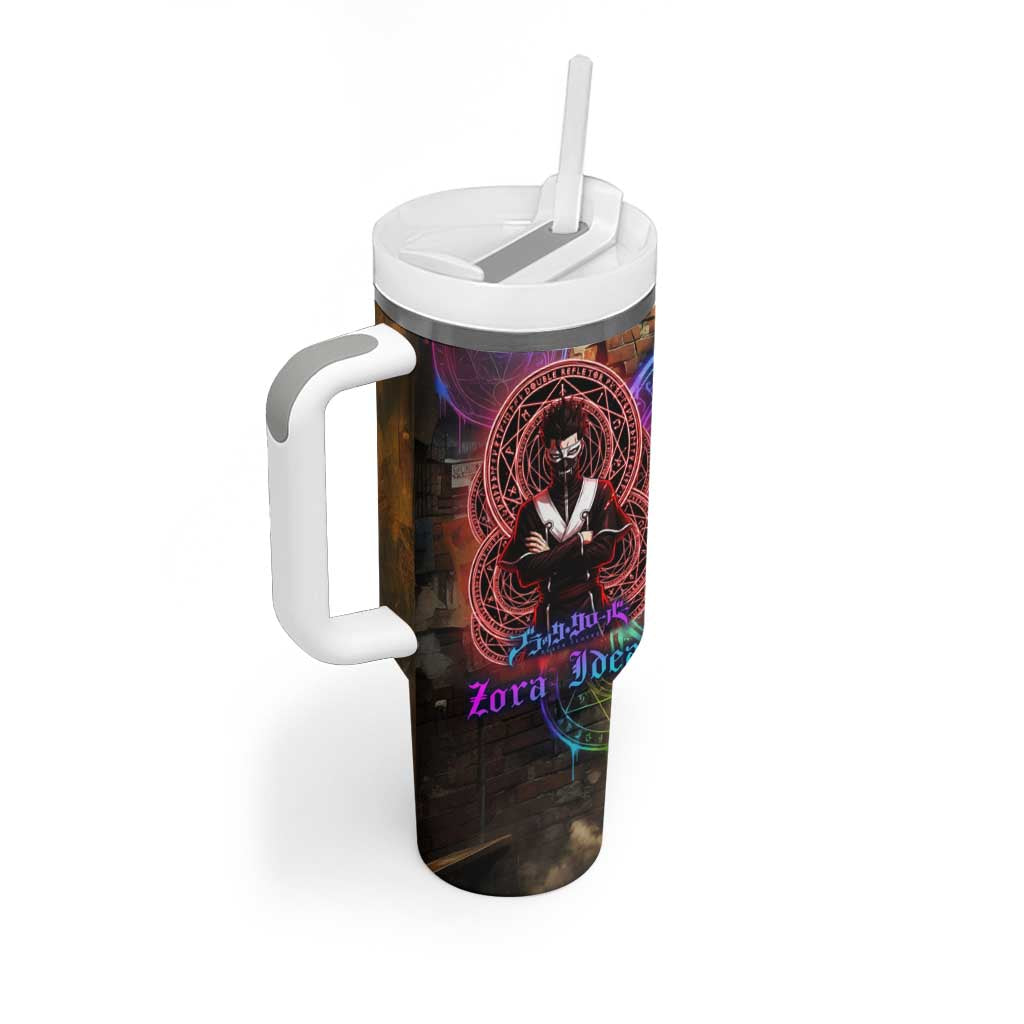 Zara Ideale Black Clover Tumbler With Handle Graffiti Magic Circle Style with Urban Grunge Aesthetic