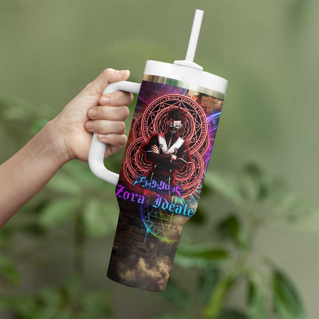Zara Ideale Black Clover Tumbler With Handle Graffiti Magic Circle Style with Urban Grunge Aesthetic