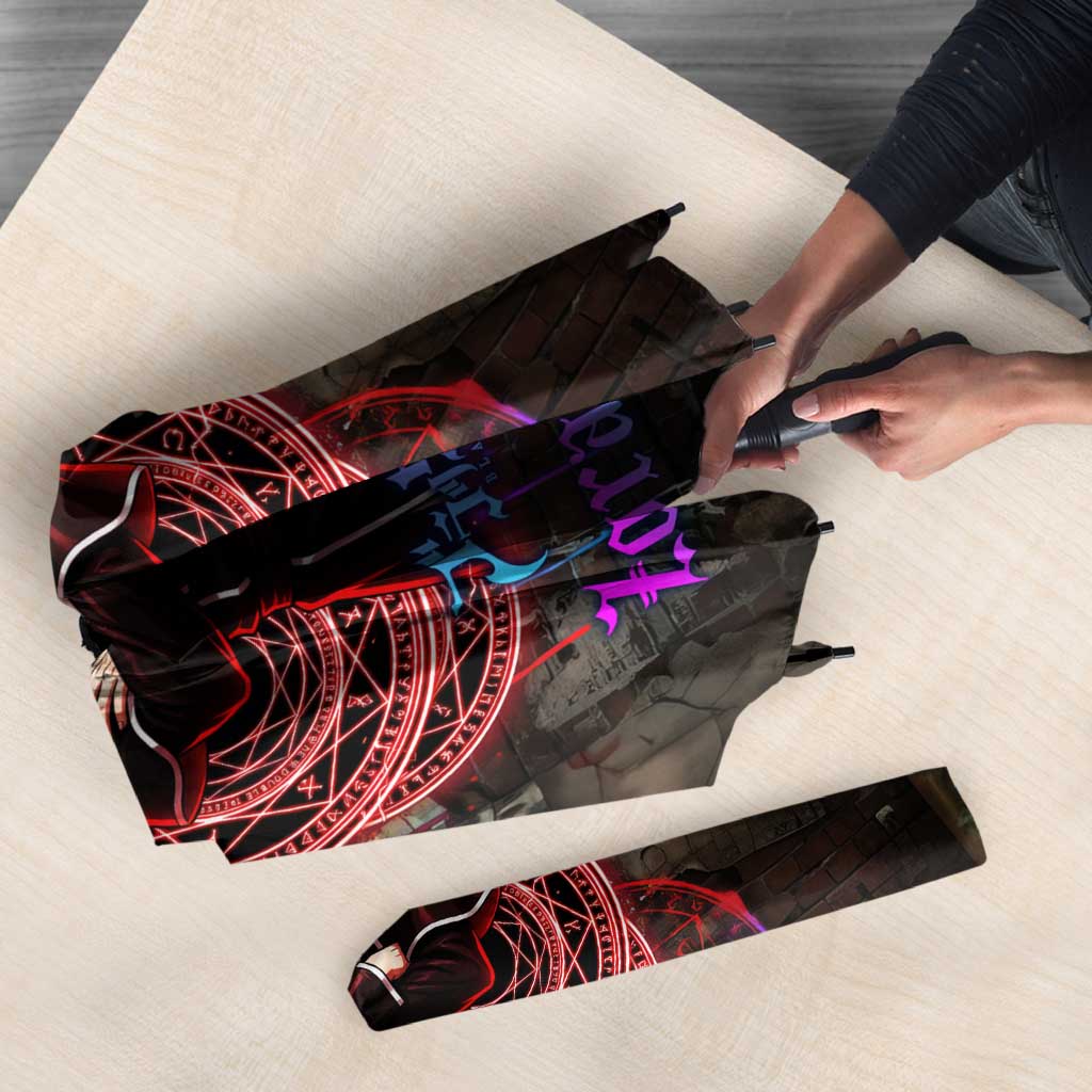 Zara Ideale Black Clover Umbrella Graffiti Magic Circle Style with Urban Grunge Aesthetic