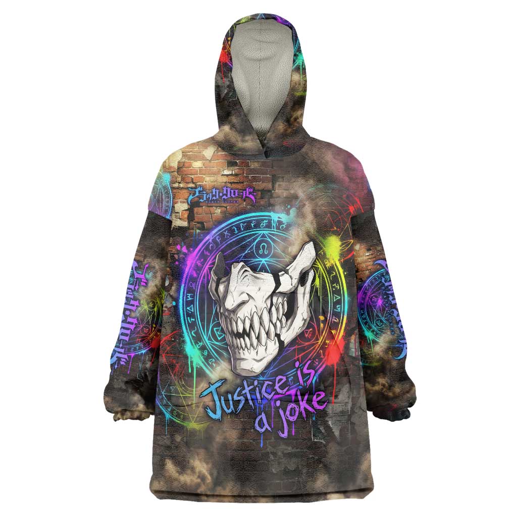 Zara Ideale Black Clover Wearable Blanket Hoodie Graffiti Magic Circle Style with Urban Grunge Aesthetic
