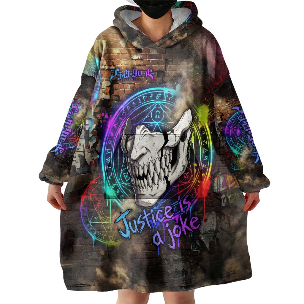 Zara Ideale Black Clover Wearable Blanket Hoodie Graffiti Magic Circle Style with Urban Grunge Aesthetic