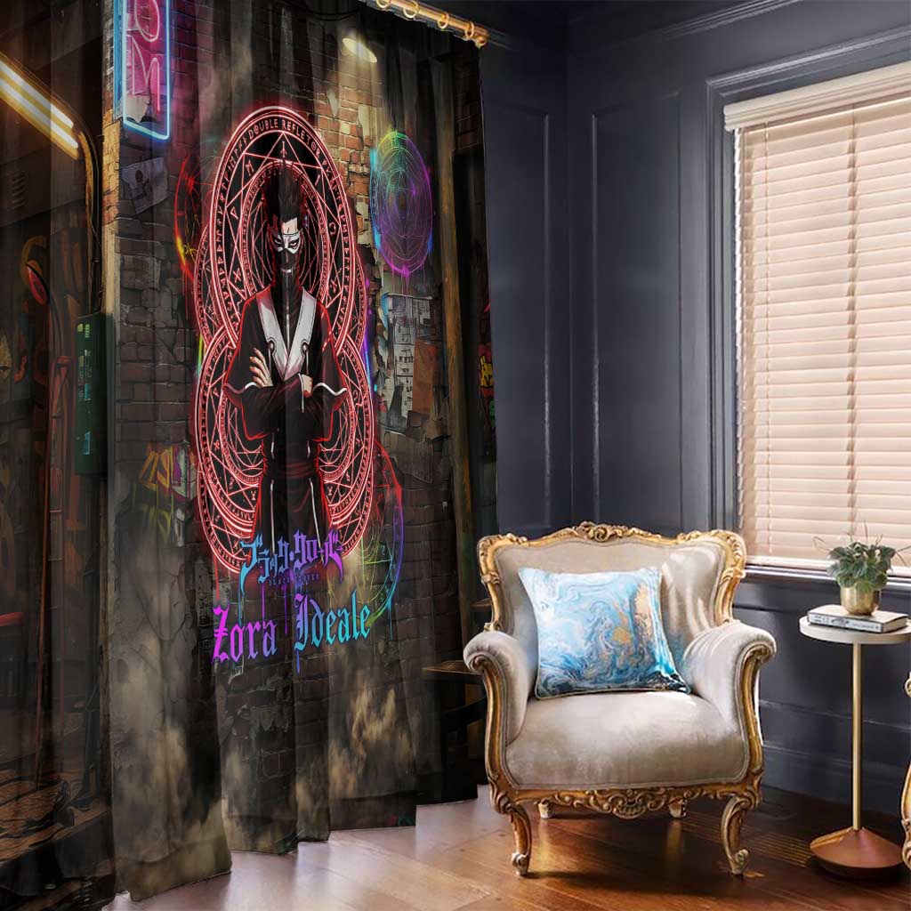 Zara Ideale Black Clover Window Curtain Graffiti Magic Circle Style with Urban Grunge Aesthetic