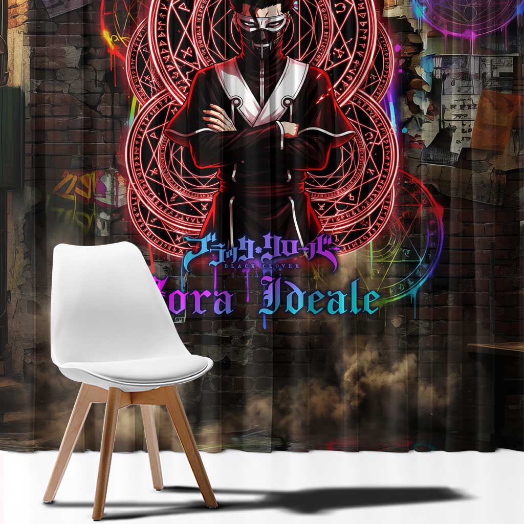 Zara Ideale Black Clover Window Curtain Graffiti Magic Circle Style with Urban Grunge Aesthetic