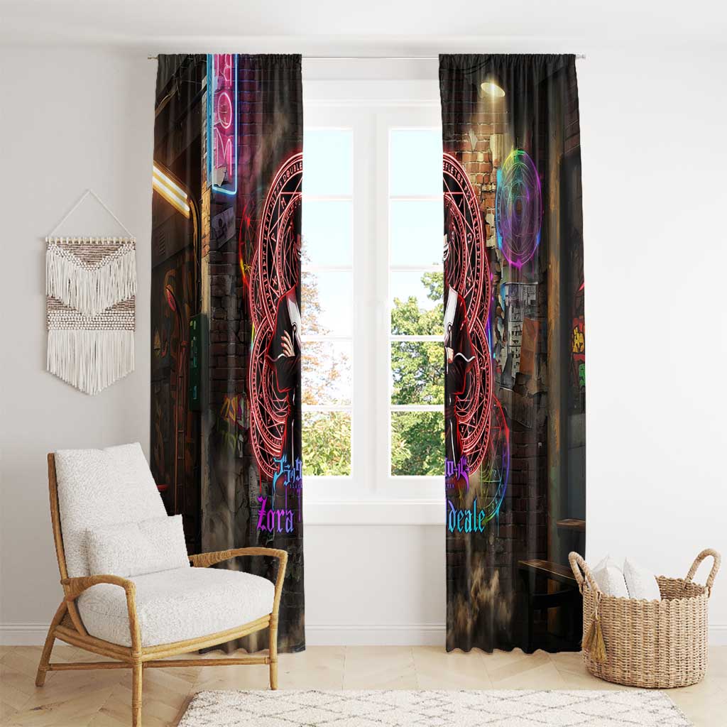 Zara Ideale Black Clover Window Curtain Graffiti Magic Circle Style with Urban Grunge Aesthetic
