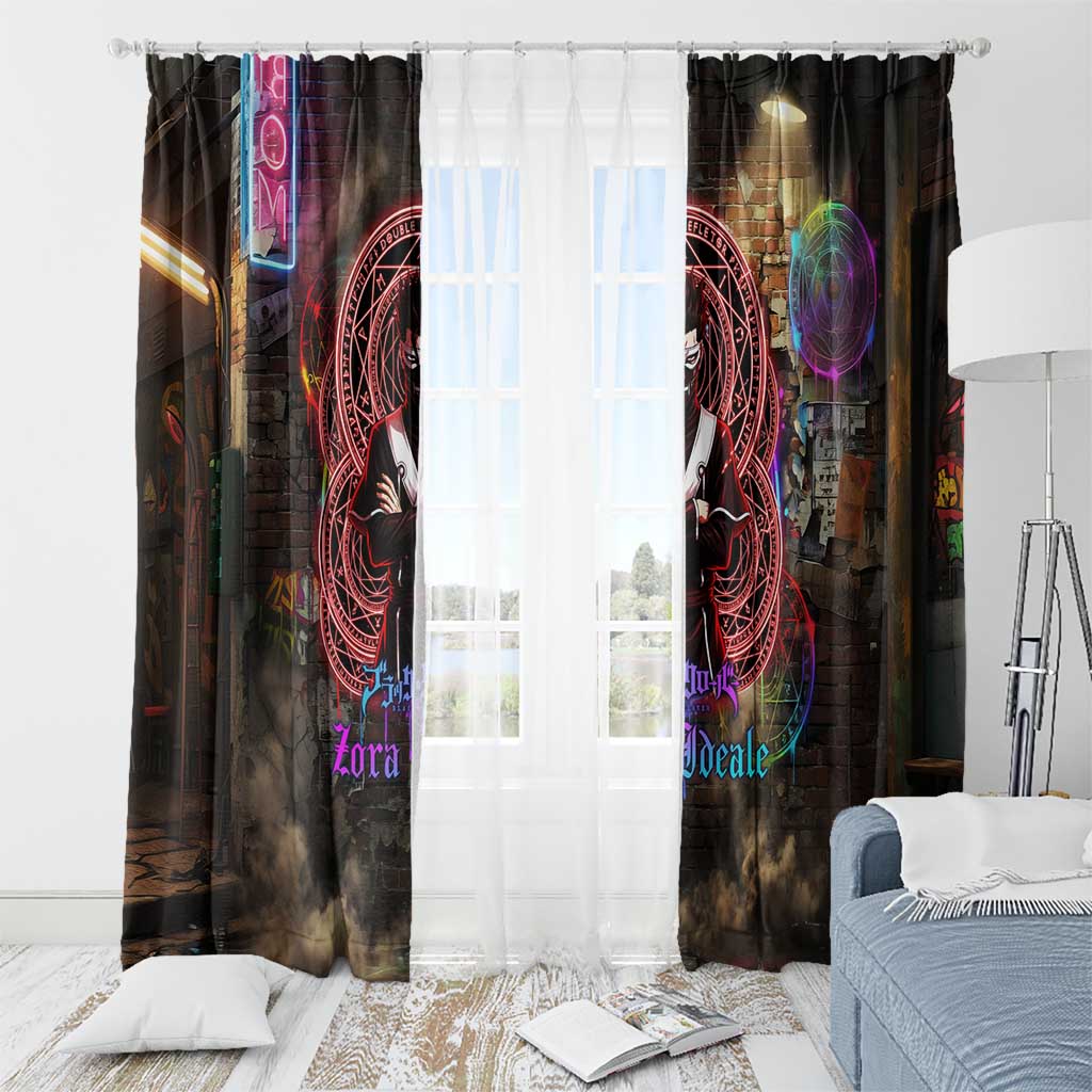 Zara Ideale Black Clover Window Curtain Graffiti Magic Circle Style with Urban Grunge Aesthetic
