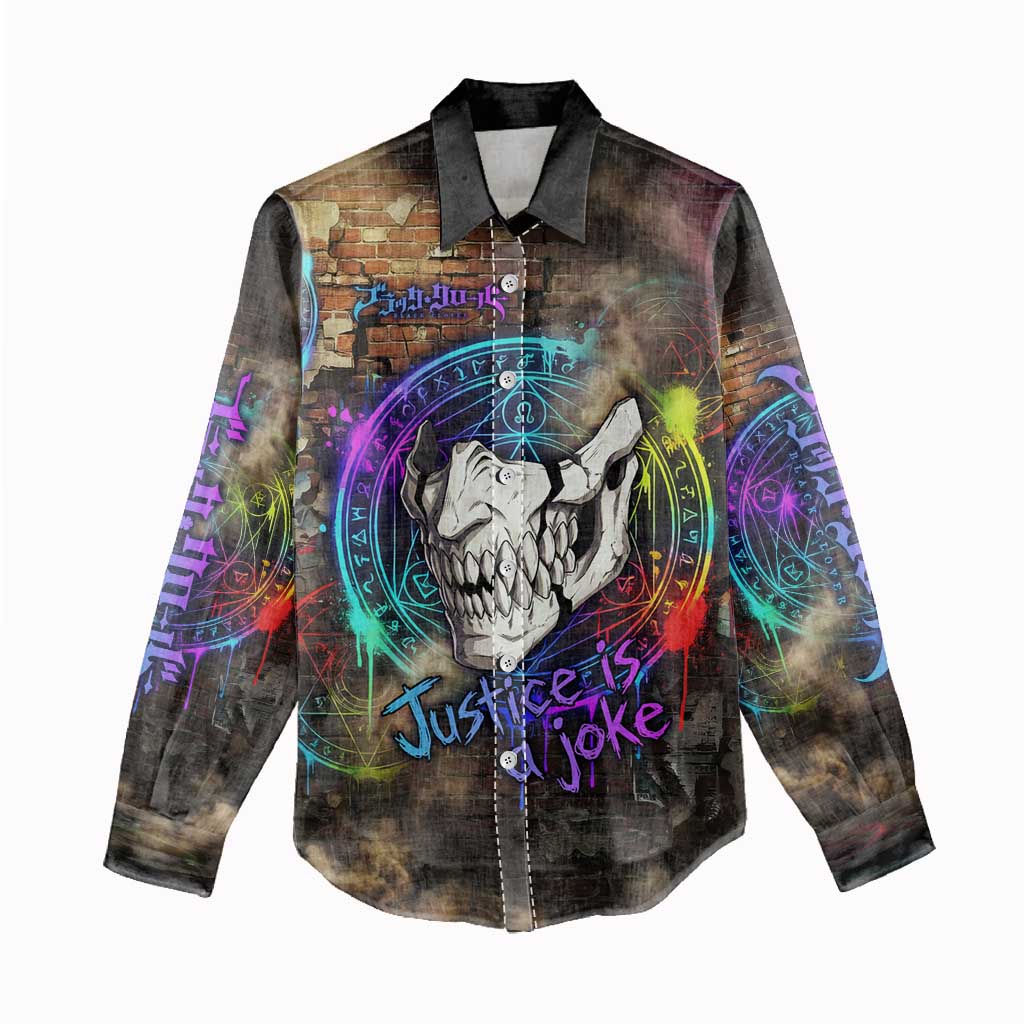 Zara Ideale Black Clover Women Casual Shirt Graffiti Magic Circle Style with Urban Grunge Aesthetic