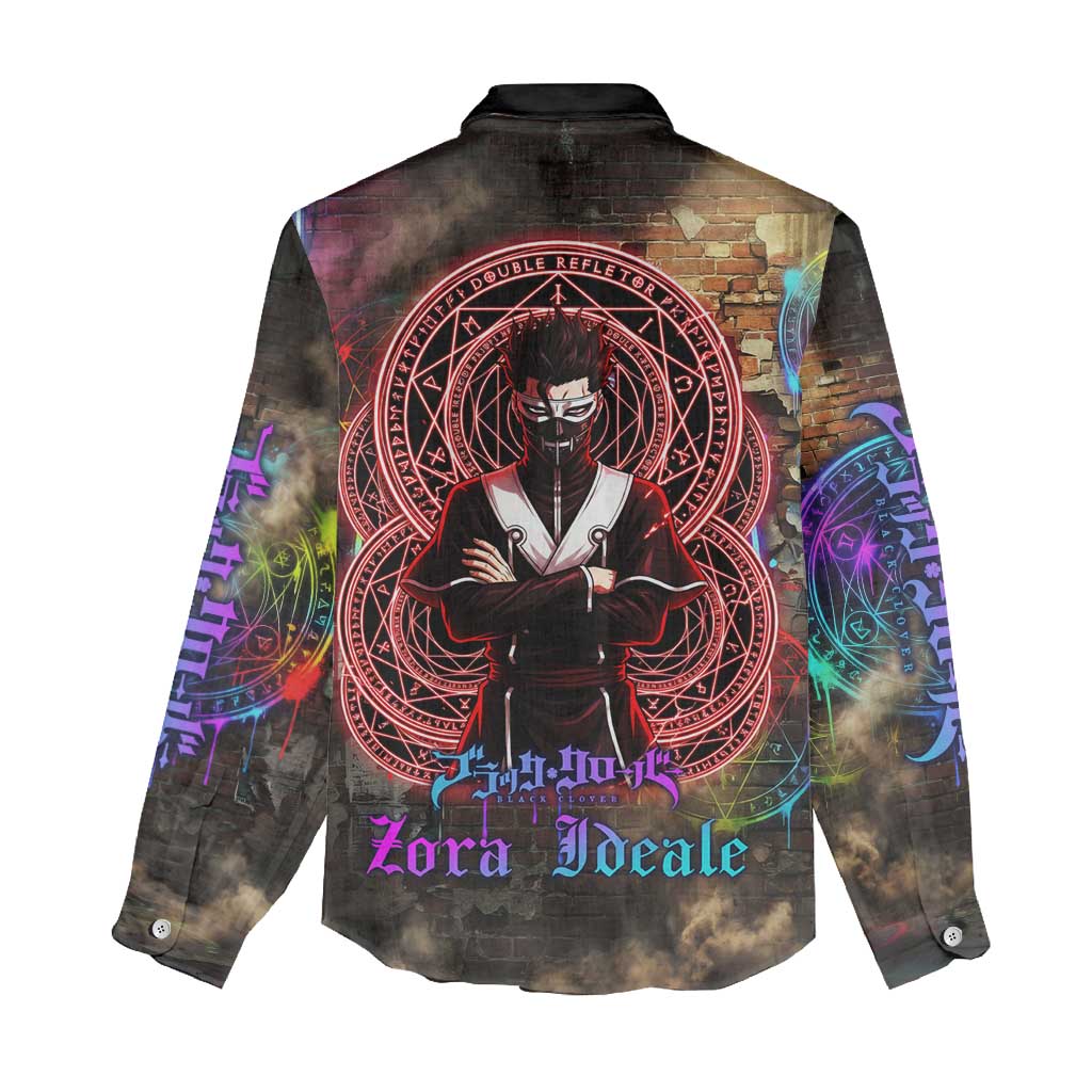 Zara Ideale Black Clover Women Casual Shirt Graffiti Magic Circle Style with Urban Grunge Aesthetic