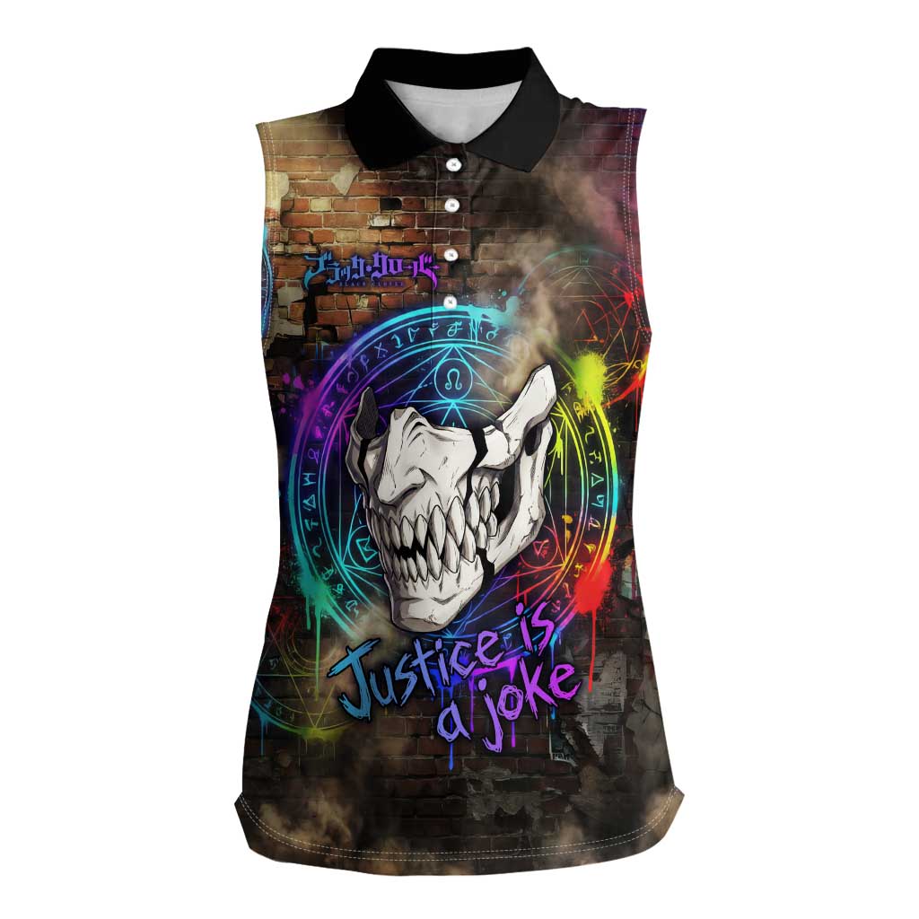 Zara Ideale Black Clover Women Sleeveless Polo Shirt Graffiti Magic Circle Style with Urban Grunge Aesthetic