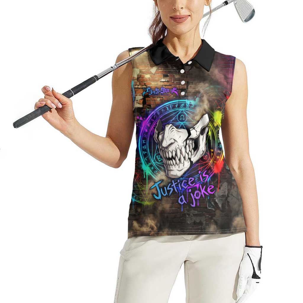 Zara Ideale Black Clover Women Sleeveless Polo Shirt Graffiti Magic Circle Style with Urban Grunge Aesthetic