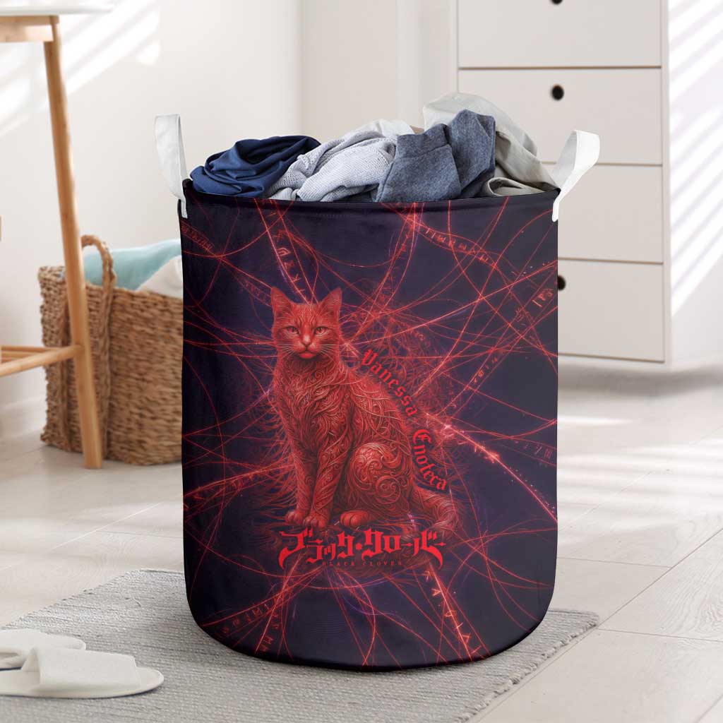 Vanessa Enoteca Black Clover Laundry Basket Arcane Thread Magic Style with Mystic Red Cat Motif