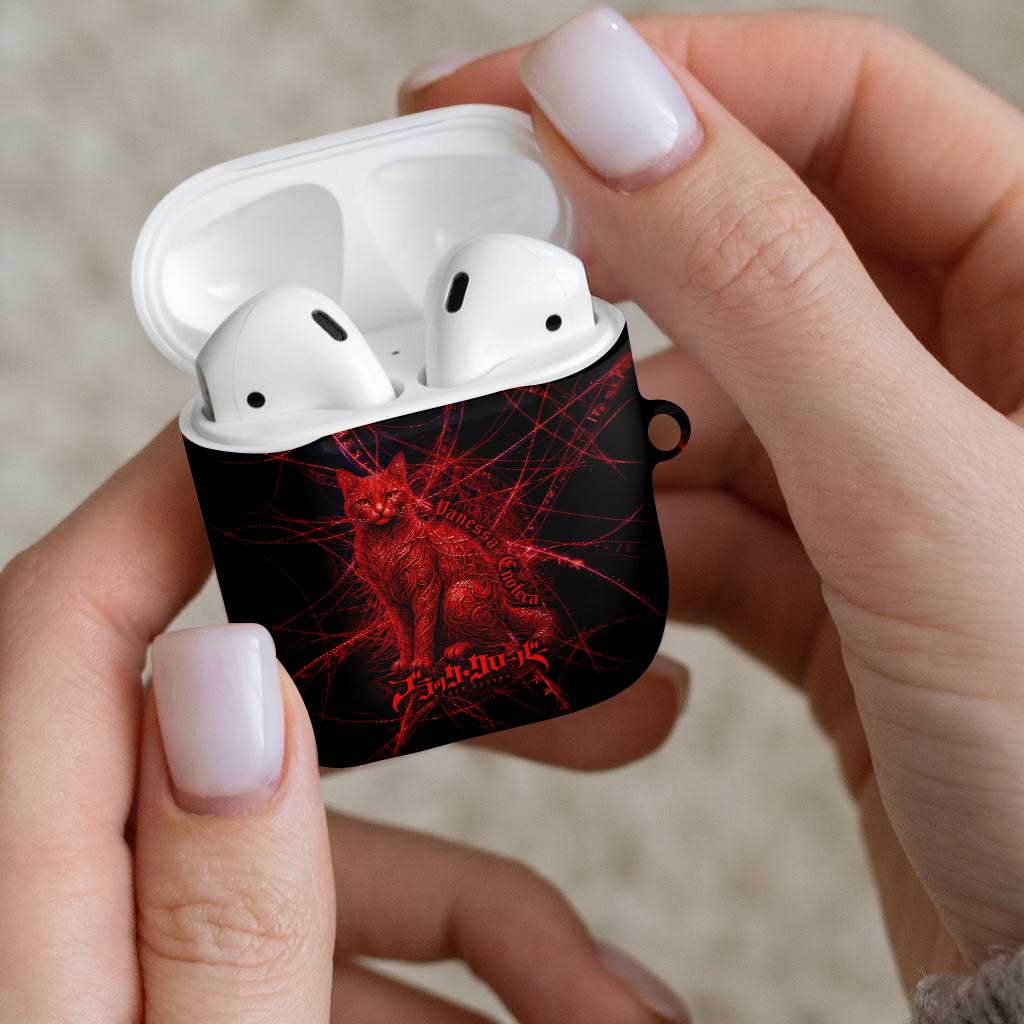 Vanessa Enoteca Black Clover AirPods Case Arcane Thread Magic Style with Mystic Red Cat Motif