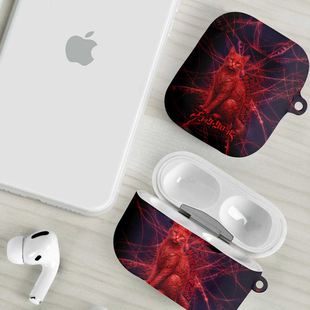 Vanessa Enoteca Black Clover AirPods Case Arcane Thread Magic Style with Mystic Red Cat Motif