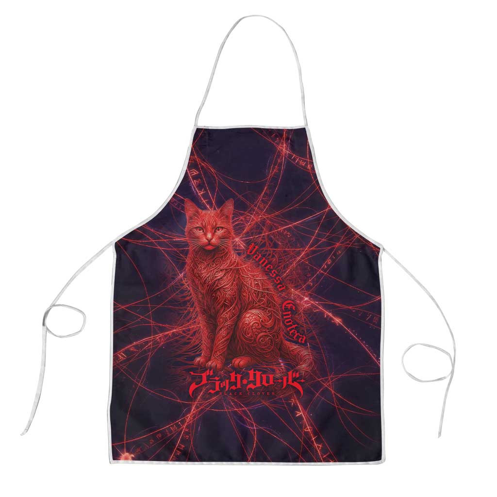 Vanessa Enoteca Black Clover Apron Arcane Thread Magic Style with Mystic Red Cat Motif