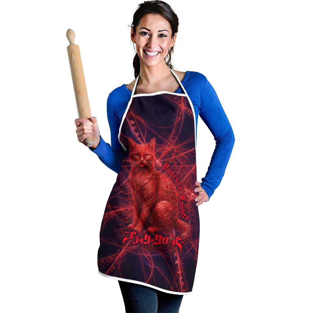 Vanessa Enoteca Black Clover Apron Arcane Thread Magic Style with Mystic Red Cat Motif