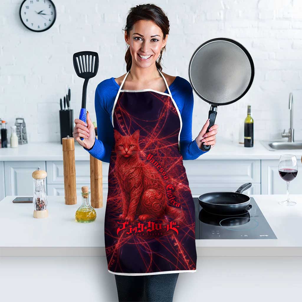 Vanessa Enoteca Black Clover Apron Arcane Thread Magic Style with Mystic Red Cat Motif