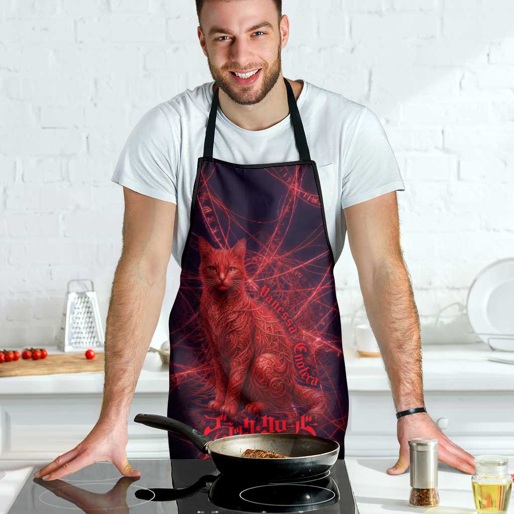 Vanessa Enoteca Black Clover Apron Arcane Thread Magic Style with Mystic Red Cat Motif