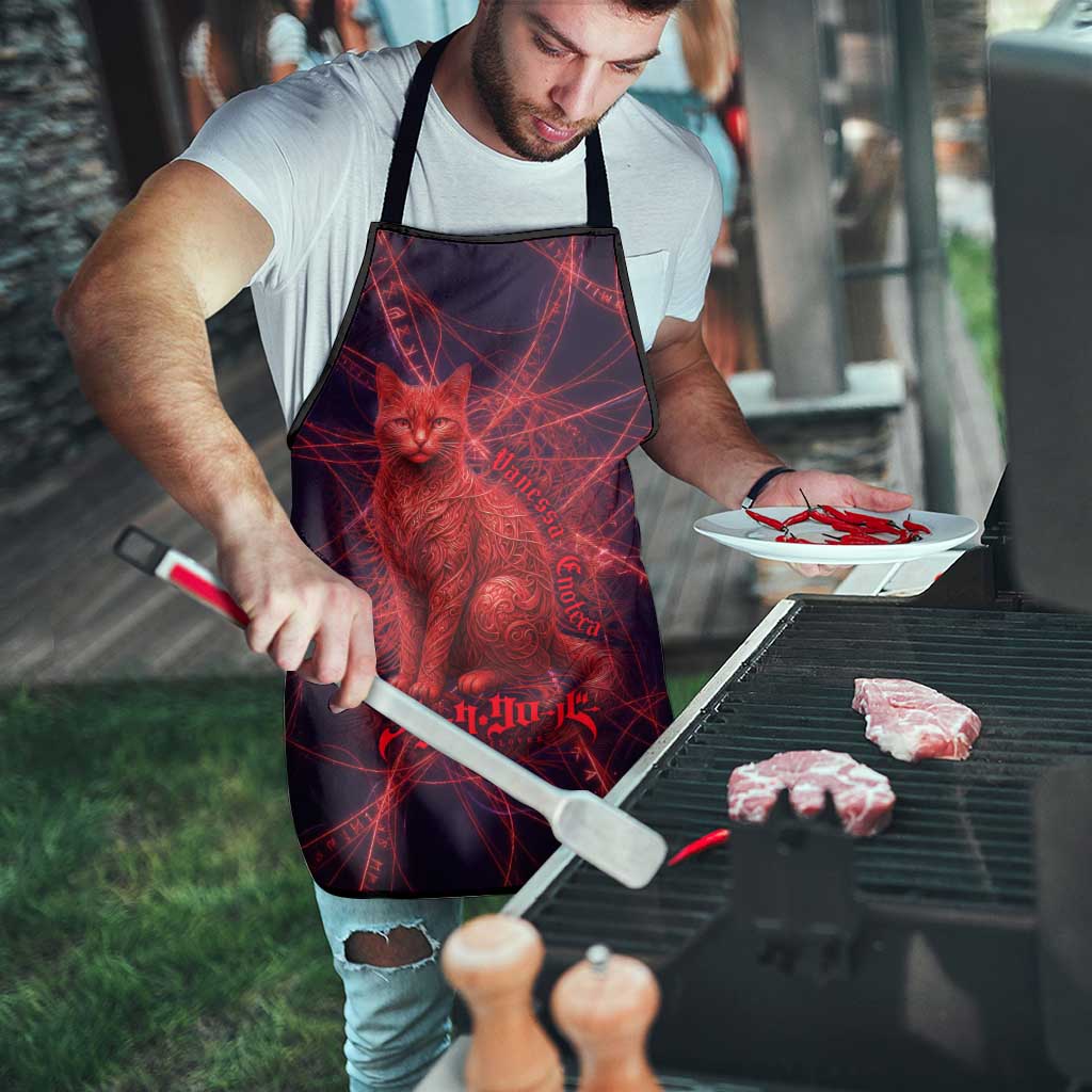 Vanessa Enoteca Black Clover Apron Arcane Thread Magic Style with Mystic Red Cat Motif