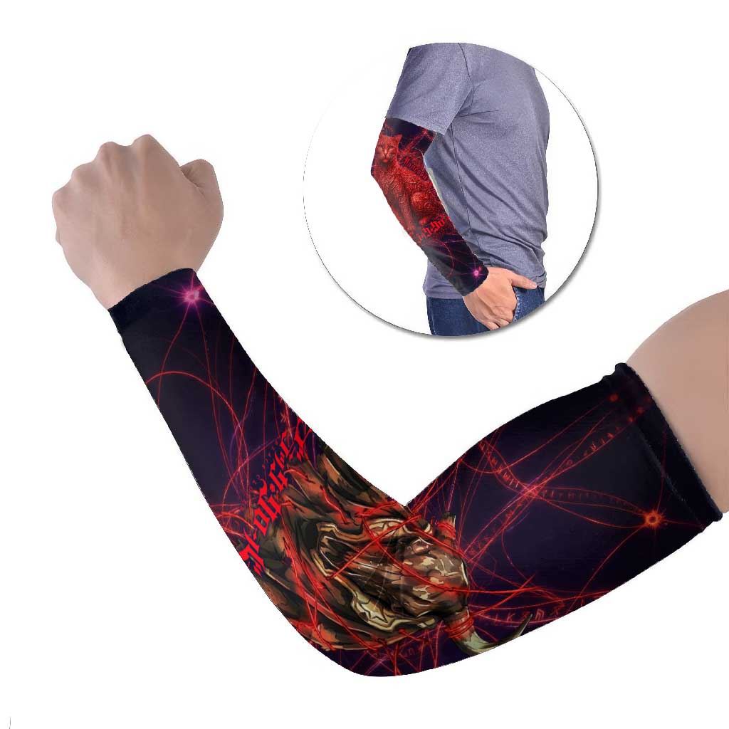 Vanessa Enoteca Black Clover Arm Sleeves Arcane Thread Magic Style with Mystic Red Cat Motif