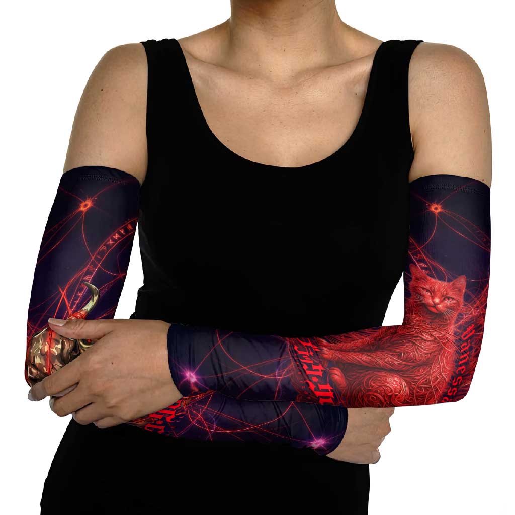 Vanessa Enoteca Black Clover Arm Sleeves Arcane Thread Magic Style with Mystic Red Cat Motif