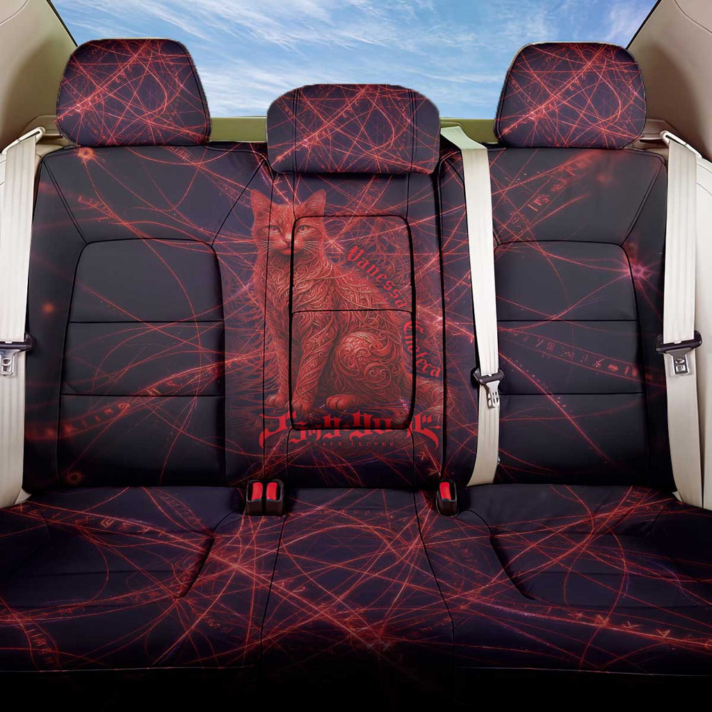 Vanessa Enoteca Black Clover Back Car Seat Cover Arcane Thread Magic Style with Mystic Red Cat Motif