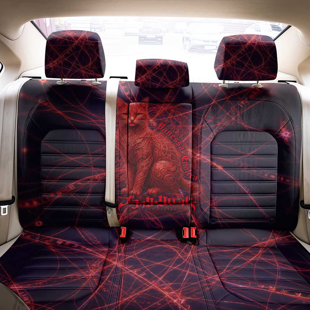 Vanessa Enoteca Black Clover Back Car Seat Cover Arcane Thread Magic Style with Mystic Red Cat Motif
