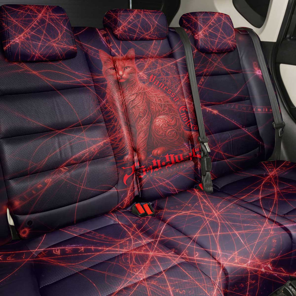 Vanessa Enoteca Black Clover Back Car Seat Cover Arcane Thread Magic Style with Mystic Red Cat Motif