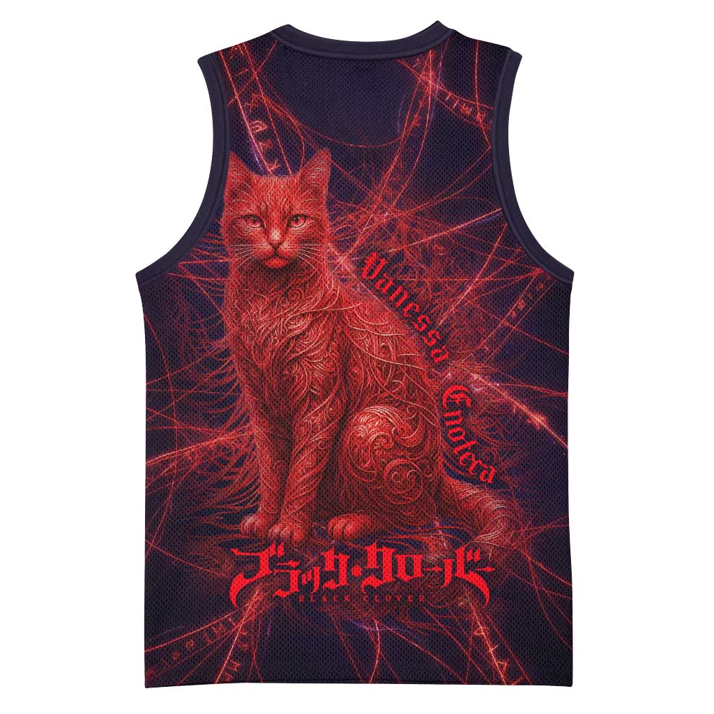 Vanessa Enoteca Black Clover Basketball Jersey Arcane Thread Magic Style with Mystic Red Cat Motif