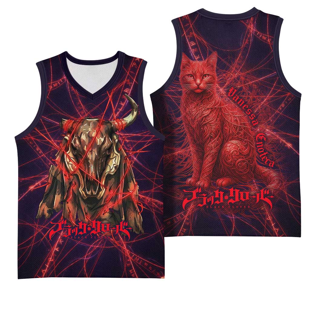 Vanessa Enoteca Black Clover Basketball Jersey Arcane Thread Magic Style with Mystic Red Cat Motif