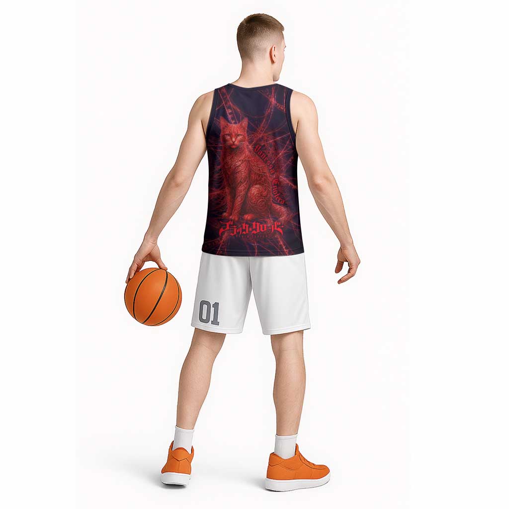 Vanessa Enoteca Black Clover Basketball Jersey Arcane Thread Magic Style with Mystic Red Cat Motif