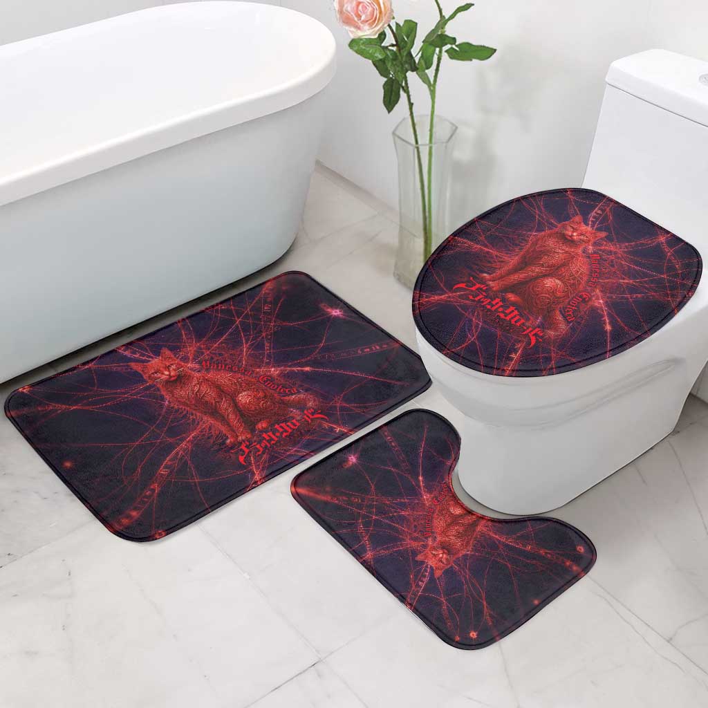 Vanessa Enoteca Black Clover Bathroom Set Arcane Thread Magic Style with Mystic Red Cat Motif