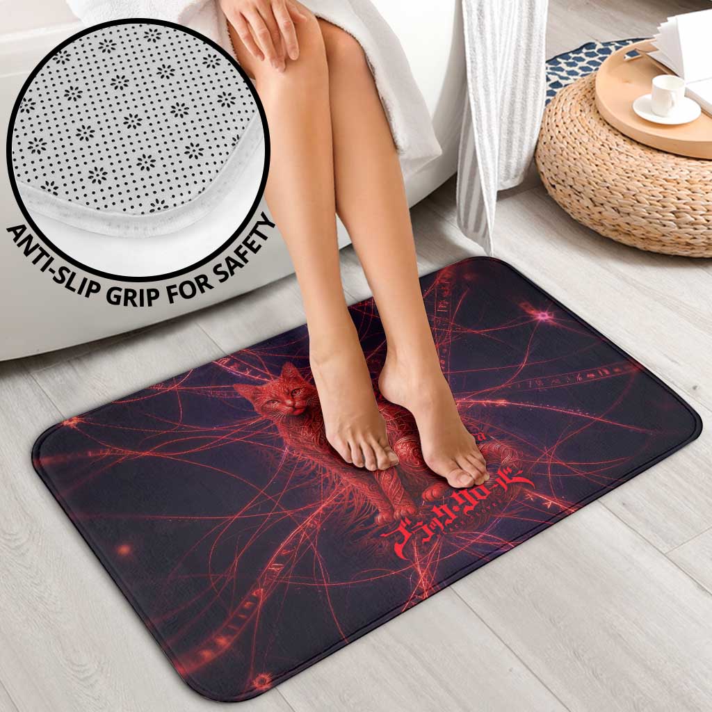 Vanessa Enoteca Black Clover Bathroom Set Arcane Thread Magic Style with Mystic Red Cat Motif