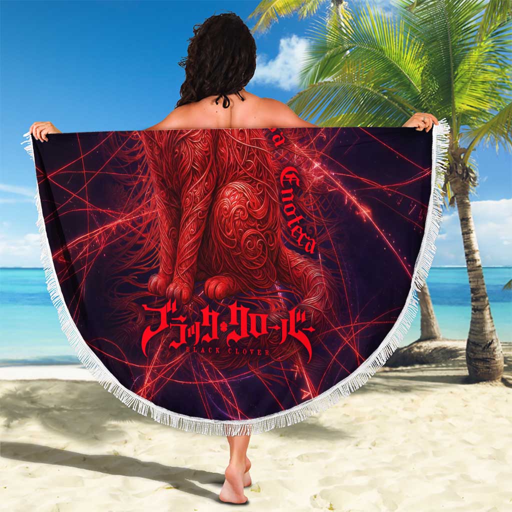 Vanessa Enoteca Black Clover Beach Blanket Arcane Thread Magic Style with Mystic Red Cat Motif