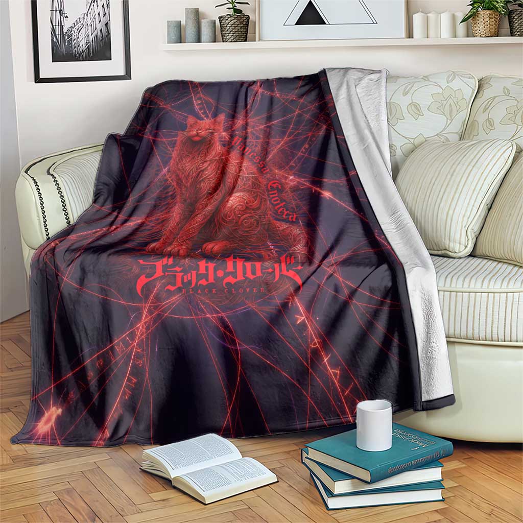Vanessa Enoteca Black Clover Blanket Arcane Thread Magic Style with Mystic Red Cat Motif