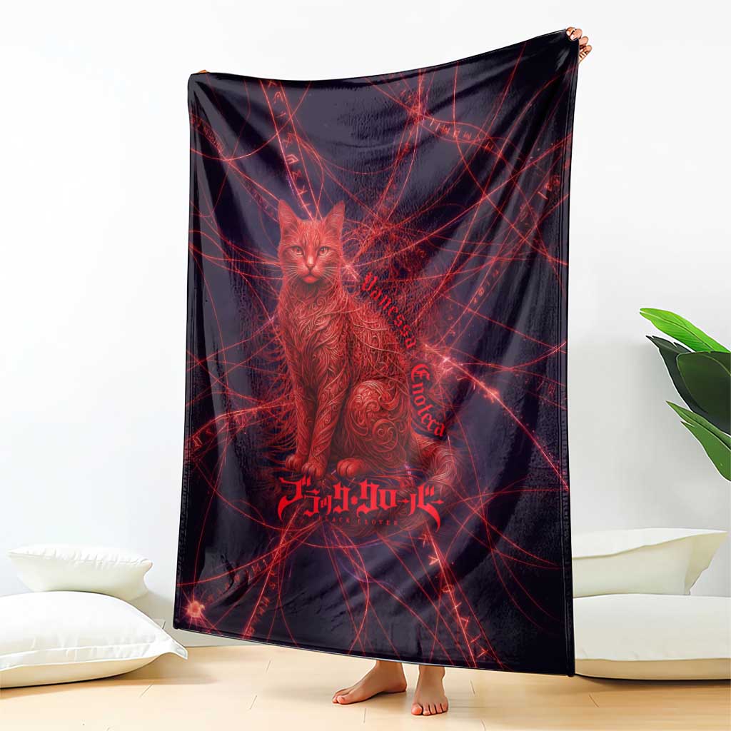 Vanessa Enoteca Black Clover Blanket Arcane Thread Magic Style with Mystic Red Cat Motif