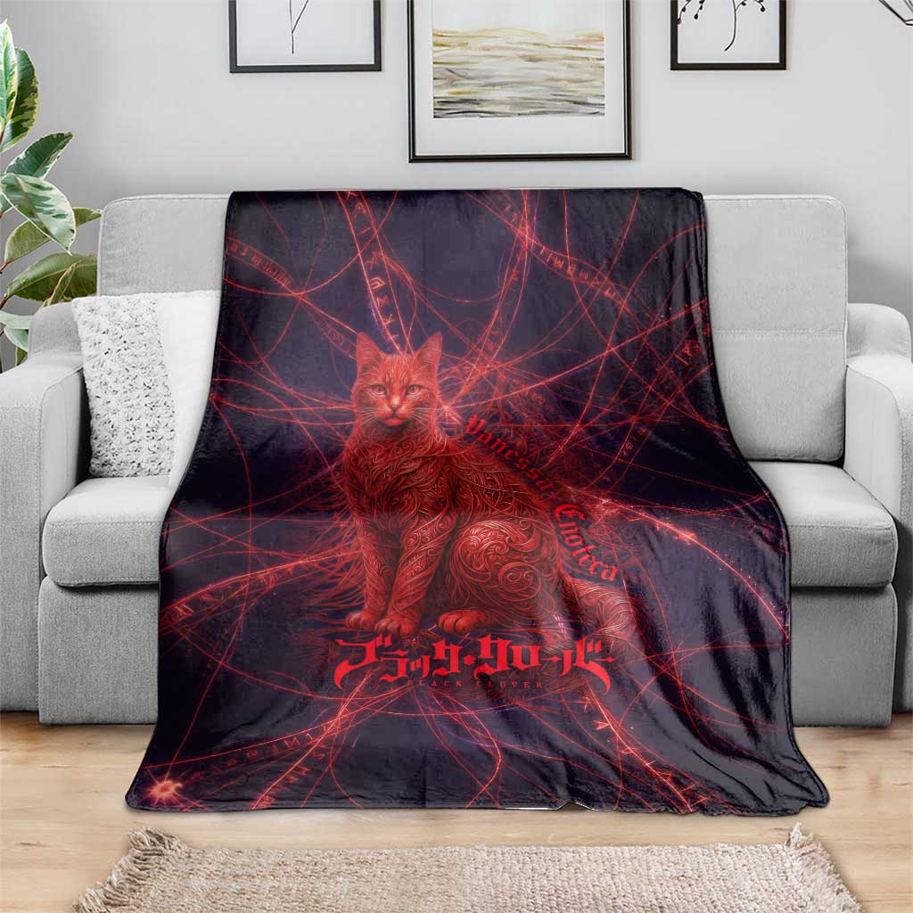 Vanessa Enoteca Black Clover Blanket Arcane Thread Magic Style with Mystic Red Cat Motif