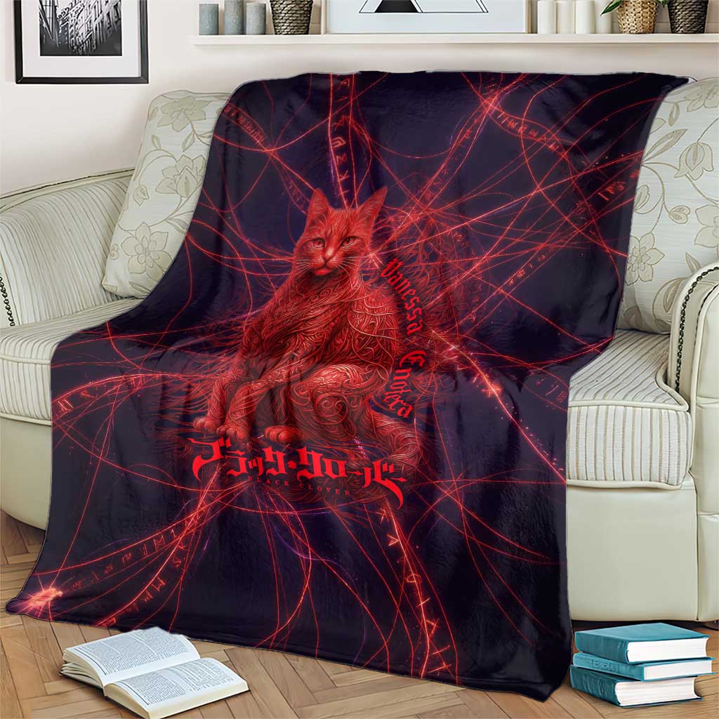 Vanessa Enoteca Black Clover Blanket Arcane Thread Magic Style with Mystic Red Cat Motif