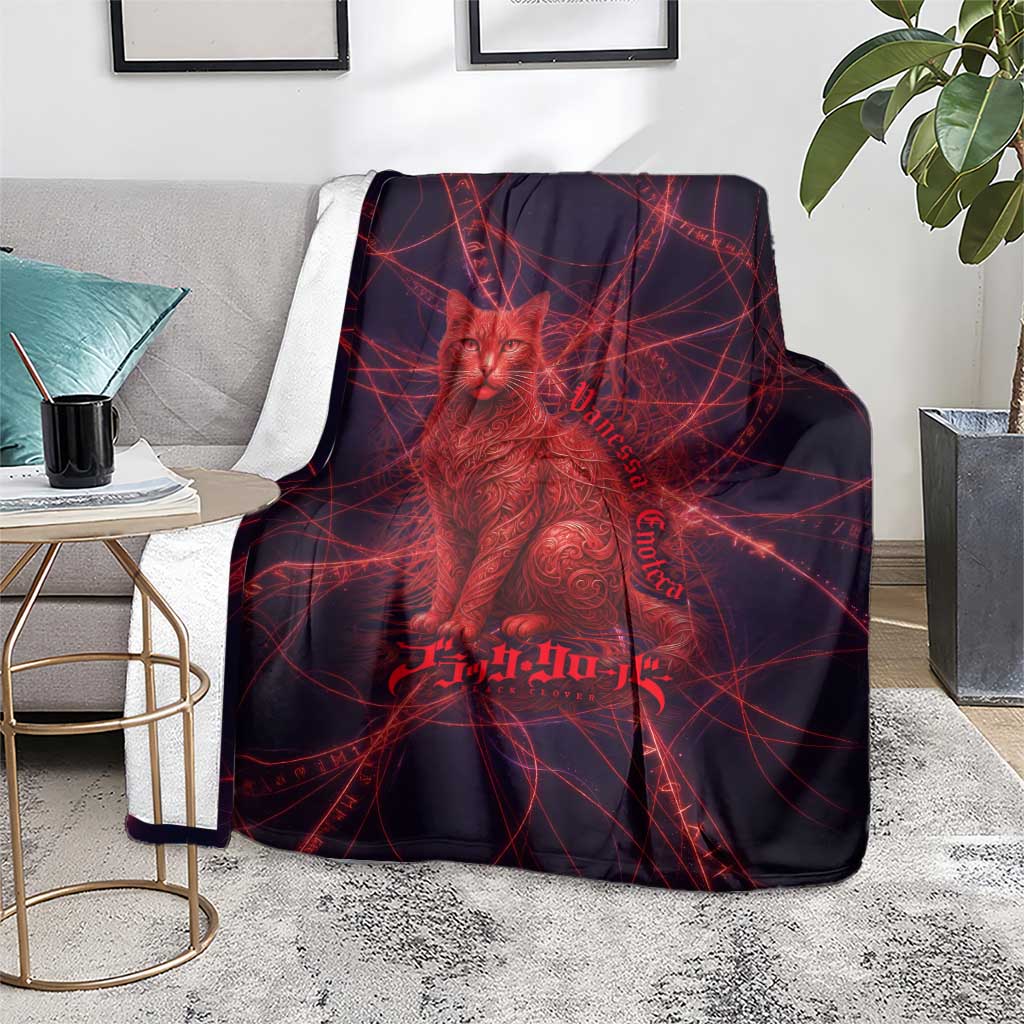 Vanessa Enoteca Black Clover Blanket Arcane Thread Magic Style with Mystic Red Cat Motif