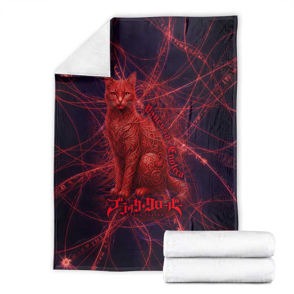 Vanessa Enoteca Black Clover Blanket Arcane Thread Magic Style with Mystic Red Cat Motif