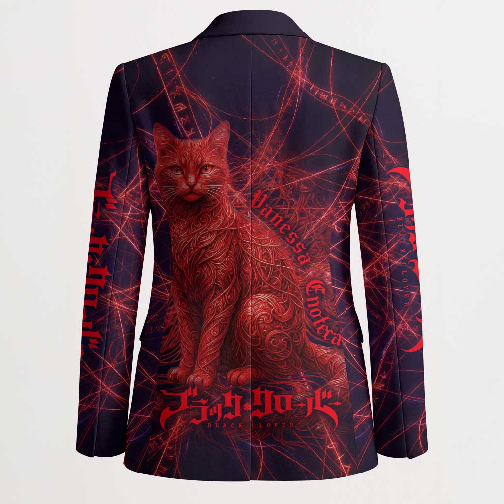 Vanessa Enoteca Black Clover Blazer Arcane Thread Magic Style with Mystic Red Cat Motif