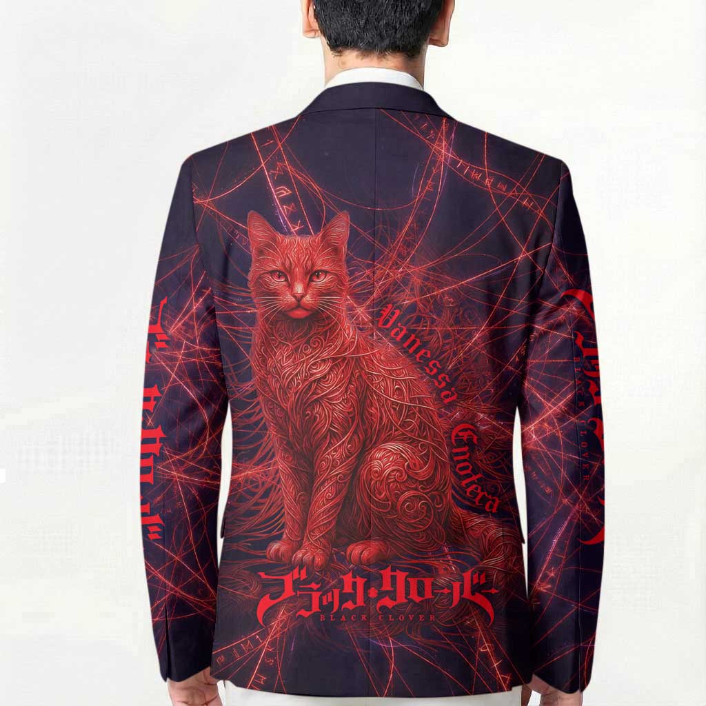 Vanessa Enoteca Black Clover Blazer Arcane Thread Magic Style with Mystic Red Cat Motif