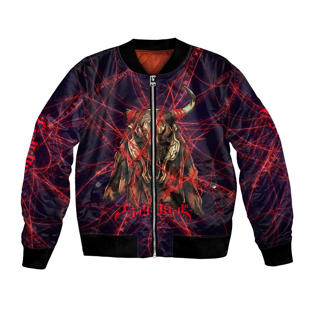 Vanessa Enoteca Black Clover Bomber Jacket Arcane Thread Magic Style with Mystic Red Cat Motif
