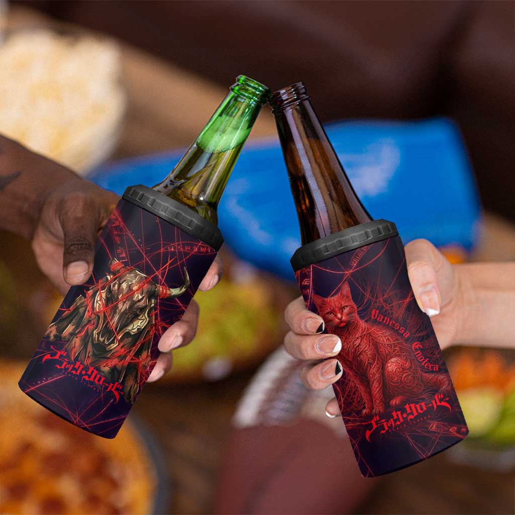 Vanessa Enoteca Black Clover 4 in 1 Can Cooler Tumbler Arcane Thread Magic Style with Mystic Red Cat Motif