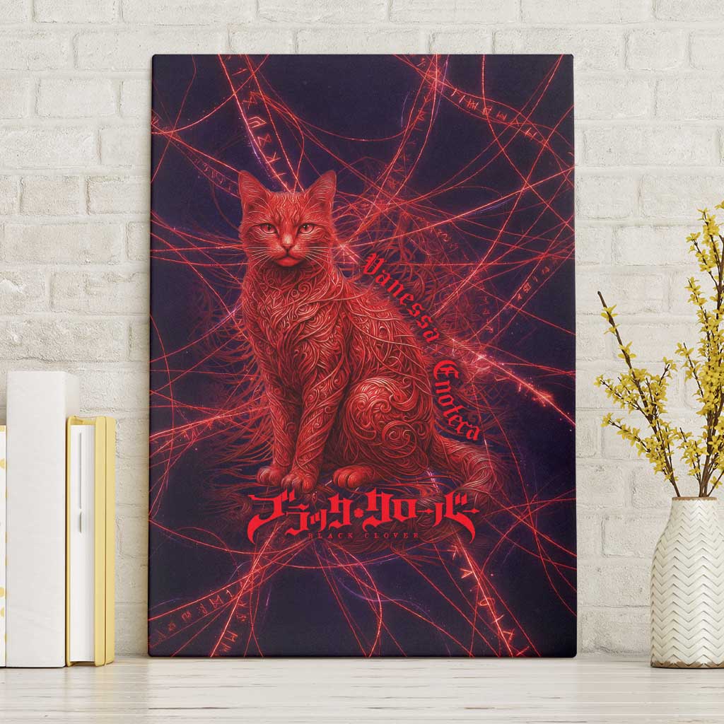 Vanessa Enoteca Black Clover Canvas Wall Art Arcane Thread Magic Style with Mystic Red Cat Motif