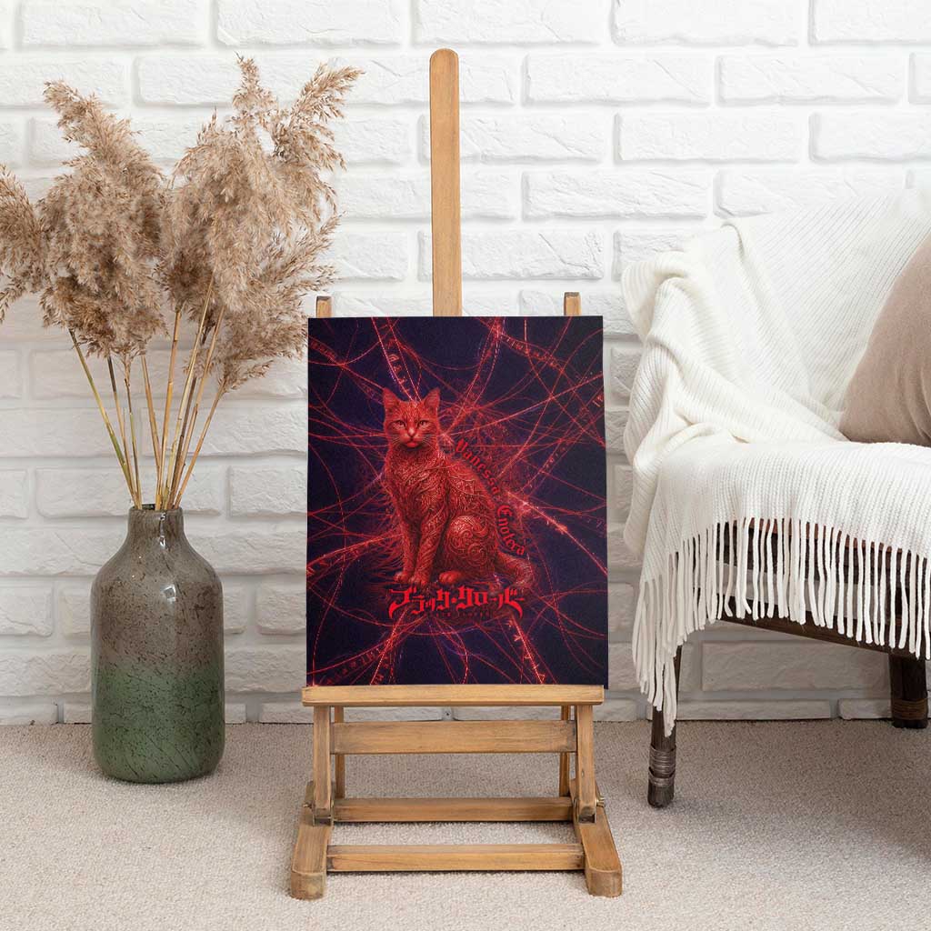 Vanessa Enoteca Black Clover Canvas Wall Art Arcane Thread Magic Style with Mystic Red Cat Motif