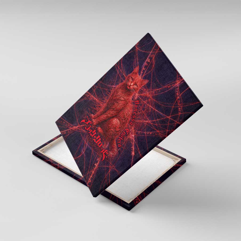Vanessa Enoteca Black Clover Canvas Wall Art Arcane Thread Magic Style with Mystic Red Cat Motif