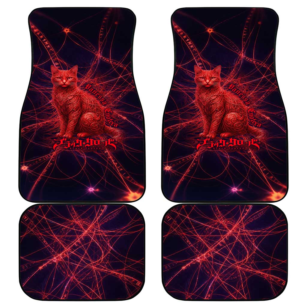 Vanessa Enoteca Black Clover Car Mats Arcane Thread Magic Style with Mystic Red Cat Motif