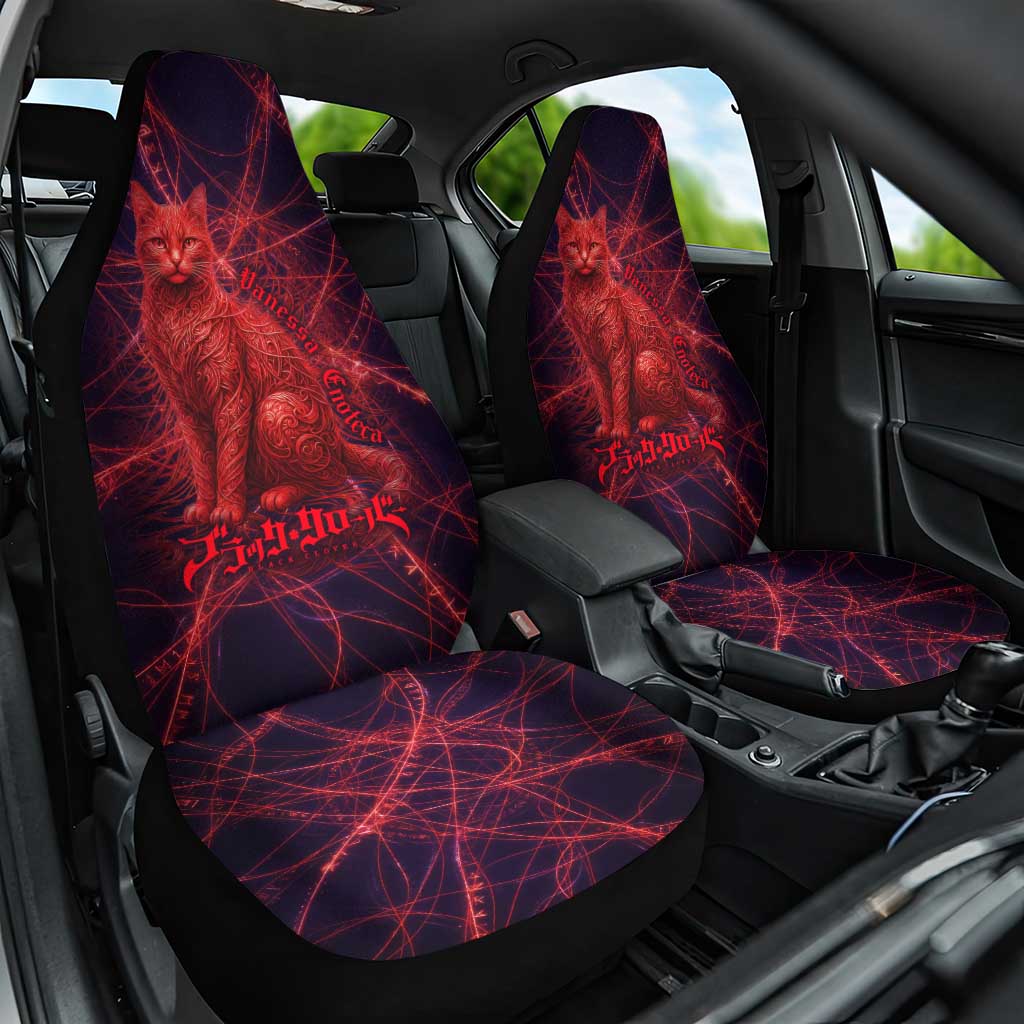 Vanessa Enoteca Black Clover Car Seat Cover Arcane Thread Magic Style with Mystic Red Cat Motif